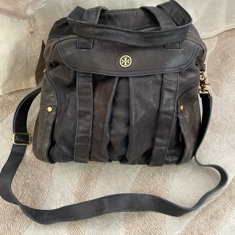 Well loved Tory Burch Black Satchel Tote